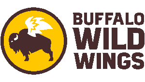 The Buffalo Wild Wings logo: a buffalo on a yellow background with white wings.