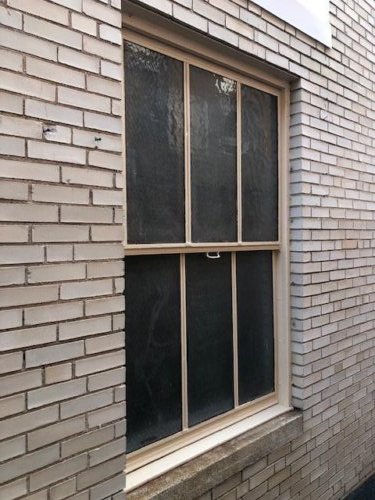 close up of window on south side of building